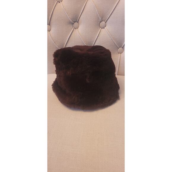 Vintage 1960s Miss Alice for Lord&Taylor Brown Rabbit Fur Pillbox Hat RN 137110